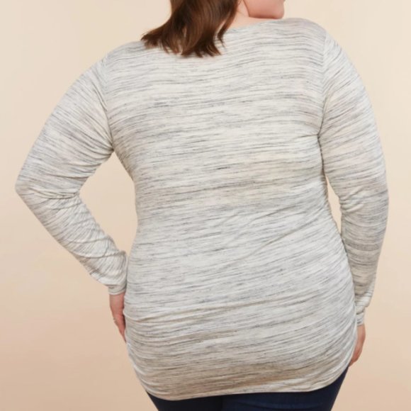 Motherhood Maternity Plus Size Long Sleeve Side Ruched Grey Spacedye Shi… - Picture 2 of 7